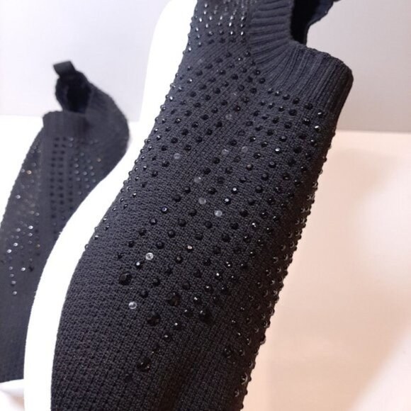 Alia Womens Size 8 Black Glitter Shoes Sparkle Studded Casual Slip On Sneakers - Picture 11 of 14